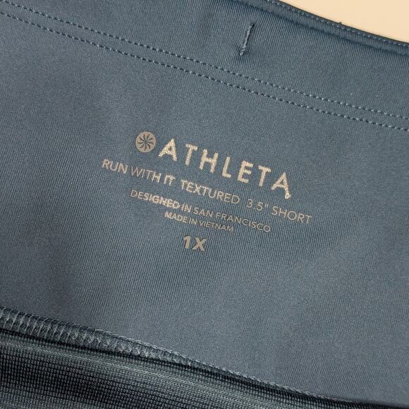 Athleta Run With It Textured 3.5in Short Workout Gym Blue Activewear Womens 1X - Picture 5 of 5
